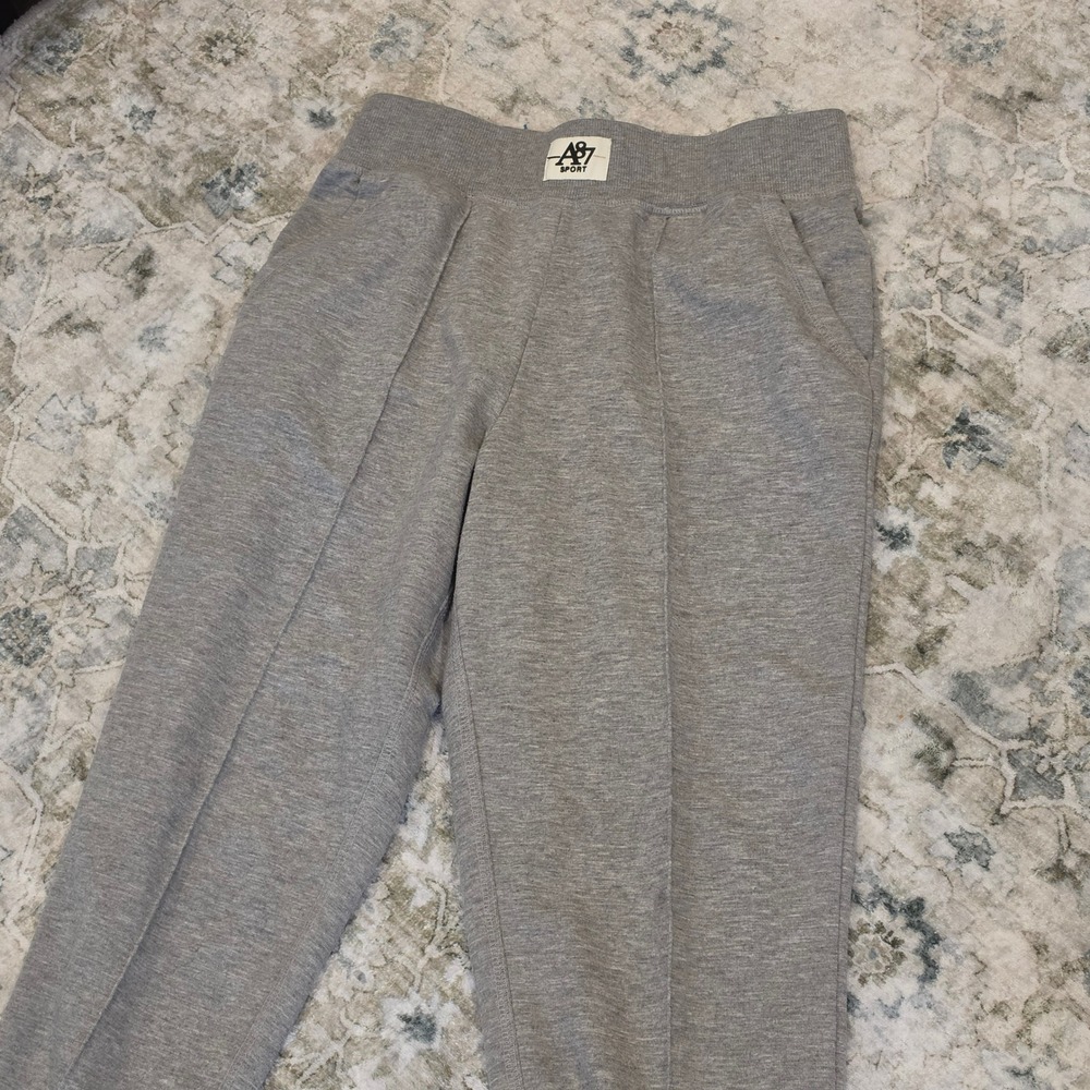 Aeropostale A87 Sport Womens Heather Gray Pintuck Jogger Sweatpants Size M